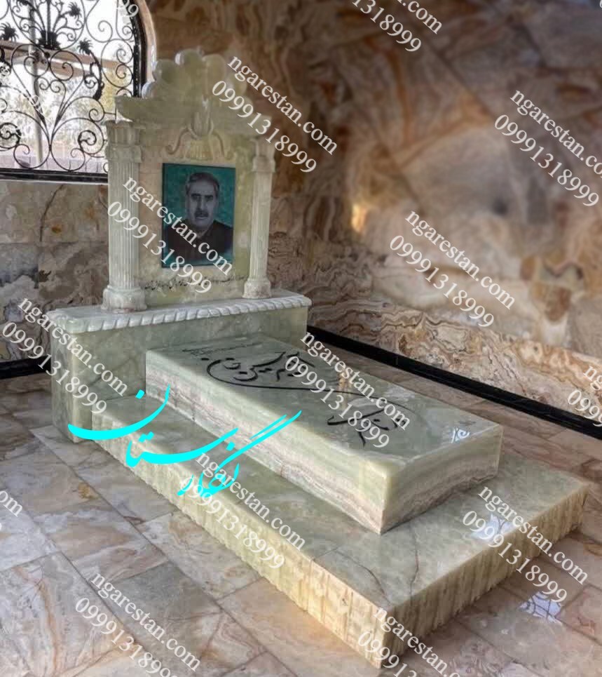  سنگ قبر مرمر سبز طرح دار کد 126| فروشگاه سنگ مزار نگارستان 