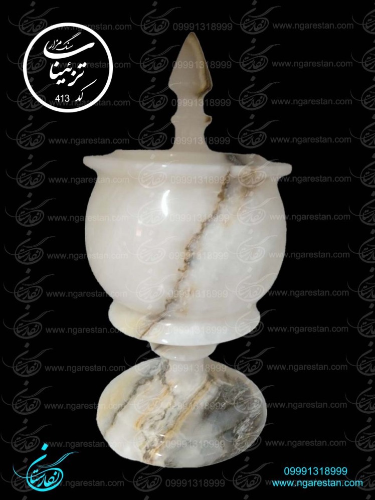 تزئینات-سنگ-قبر--قندان-مرمر-سفید